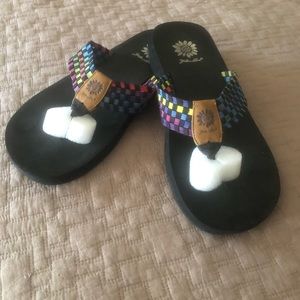 YELLOW BOX FLIP FLOPS.